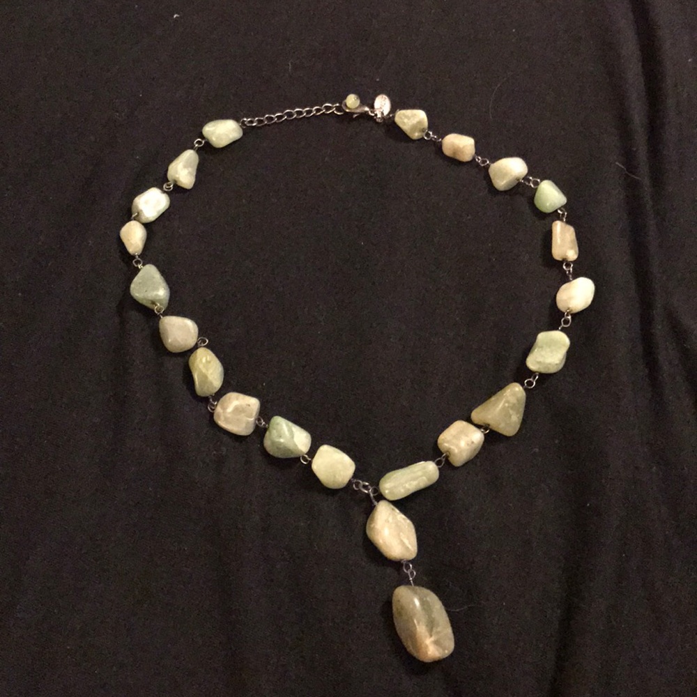 Express Green Stone Necklace w/ 2 stone drop NWOT